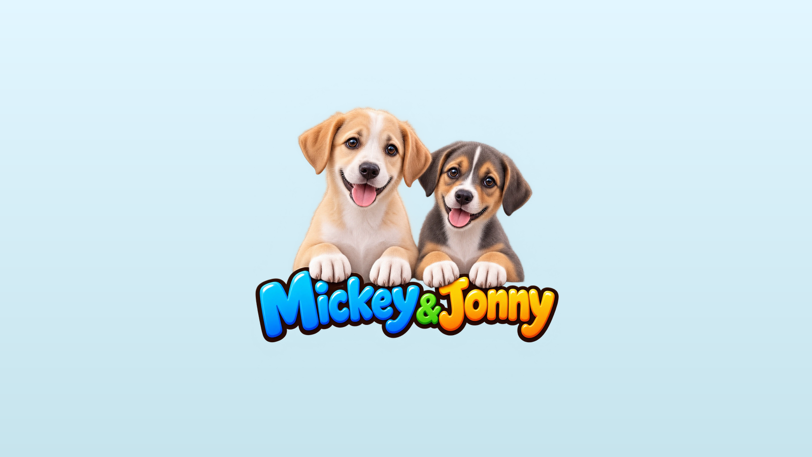 Mickey and Jonny, the two rescue dogs behind the books and cartoons